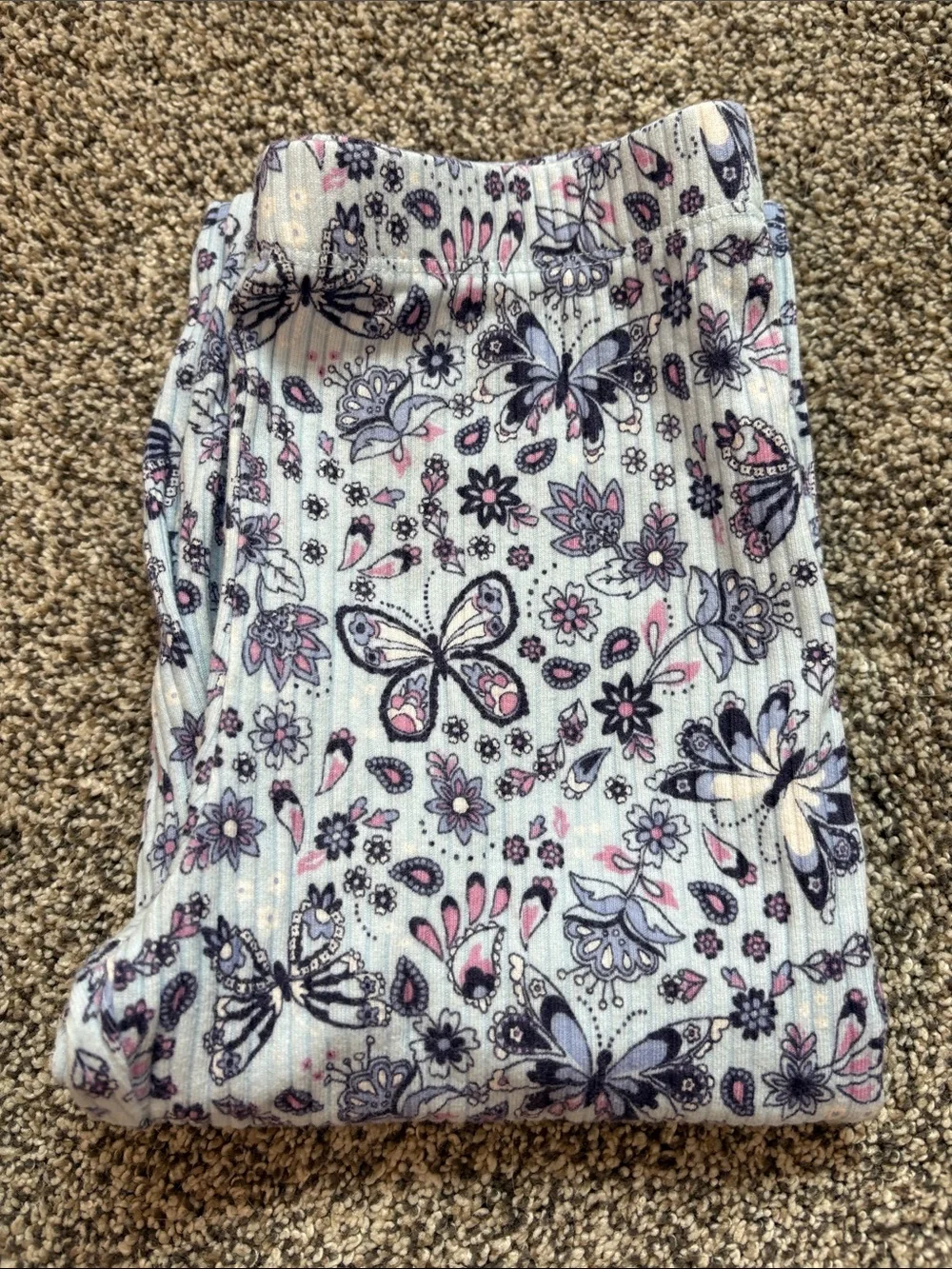 jumping beans White Floral & Butterfly Ribbed Flare Leggings